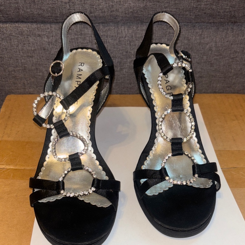 Rampage Black and Silver Strappy Heels
